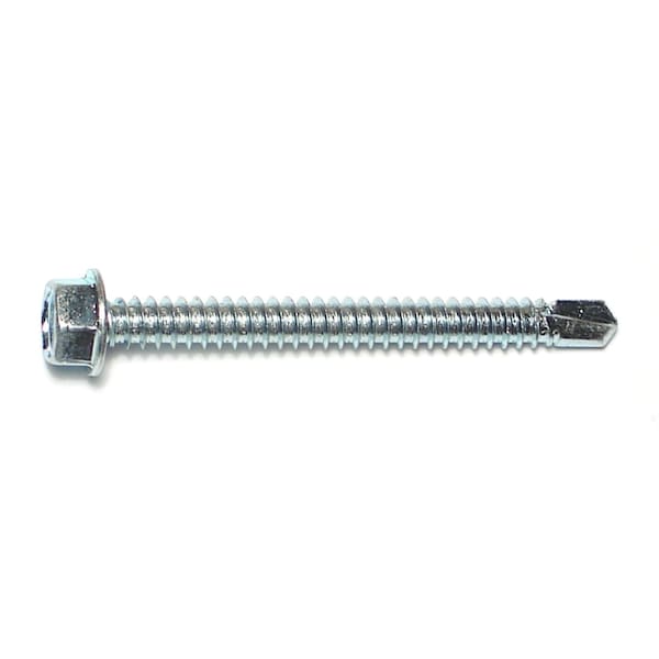Midwest Fastener Self-Drilling Screw, #14 x 2-1/2 in, Zinc Plated Steel Flange Hex Head External Hex Drive, 100 PK 03300 - main
